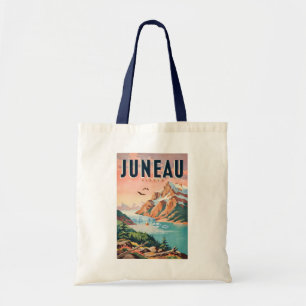 ジュノー アラスカ 氷河 イラスト 旅行 アート ヴィンテージ トートバッグ