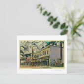 ジュノー、古い魔女トーテムとヌージュのアラスカのビュー ポストカード (スタンド正面)