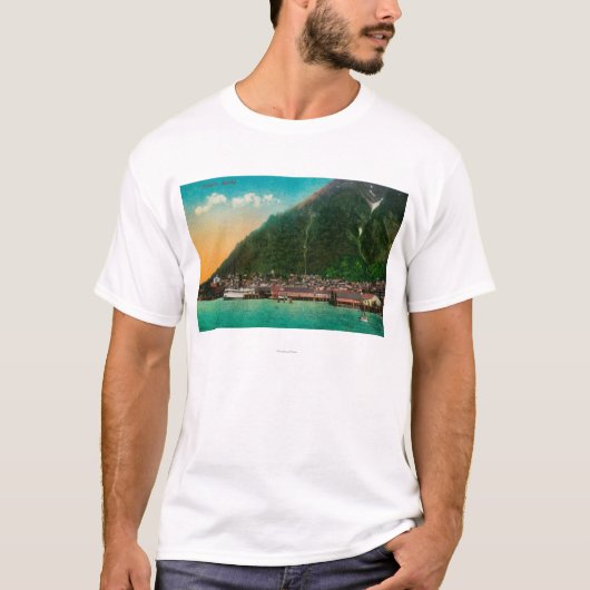 ジュノー、AlaskaJuneau、AK 2の町の眺め Tシャツ (正面)