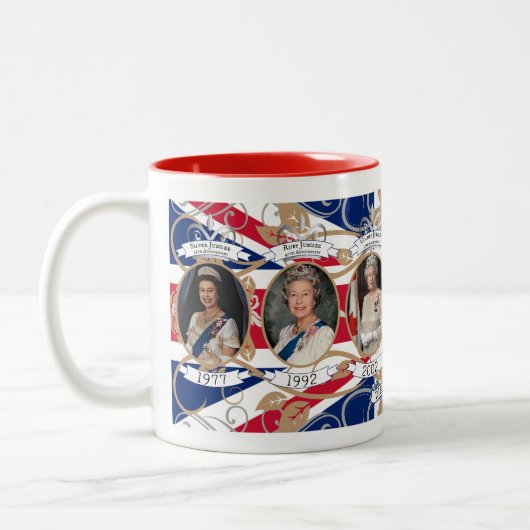 ジュビリー王室のトリビュートマグ – エリザベス女王 ツートーンマグカップ (左)