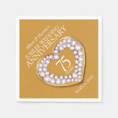 ジュビリー結婚75周年記念ハート名前をカスタムする スタンダードカクテルナプキン (正面)