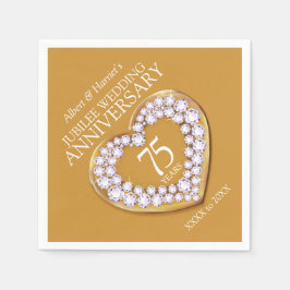 ジュビリー結婚75周年記念ハート名前をカスタムする スタンダードカクテルナプキン