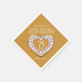 ジュビリー結婚75周年記念ハート名前をカスタムする スタンダードカクテルナプキン