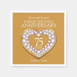 ジュビリー結婚75周年記念ハート名前をカスタムする スタンダードカクテルナプキン