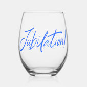 ジュビレーション！お祝い(BLUE)by Jeff Willis Art ステムなしワイングラス (正面)