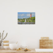 ジュピターライトハウスと帆船 ポスター (キッチン)