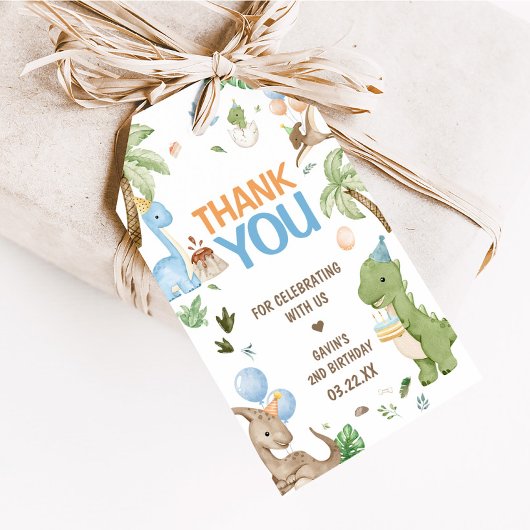 ジュラシックかわいい恐竜の誕生日パーティーメッセージカード ギフトタグ