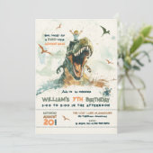 ジュラシックディノライドブロンドヘアボーイバースデーパーティー 招待状 (スタンド正面)