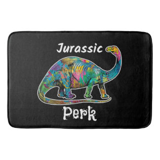 ジュラシックパークのカラフルな恐竜 ブラック バスマット