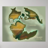 ジュラシック地図ヴィンテージ旅行ポスター。 ポスター (正面)