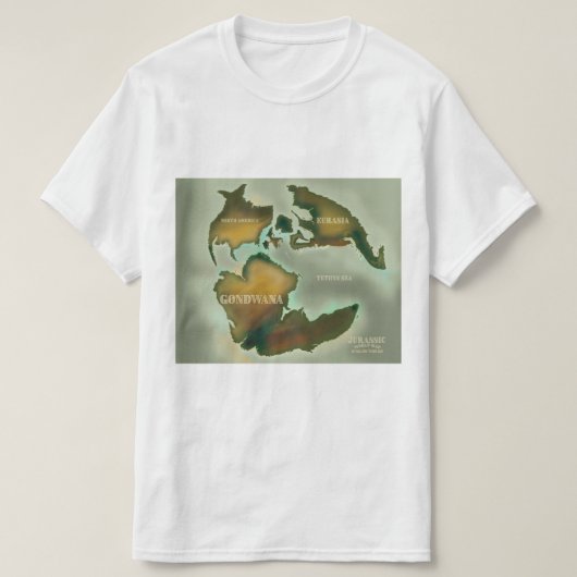 ジュラシック地図ヴィンテージ旅行ポスター。 Tシャツ (デザイン正面)