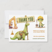 ジュラシック建設現場の少年誕生日パーティー サンキューカード (正面)