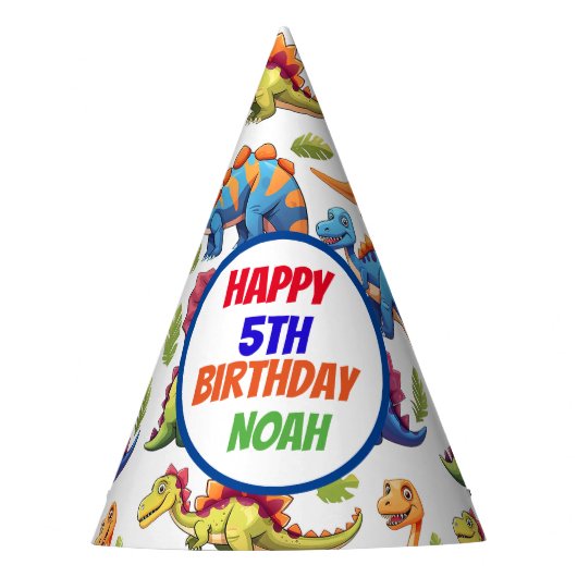 ジュラシック恐竜をテーマにした誕生日 パーティーハット (正面)