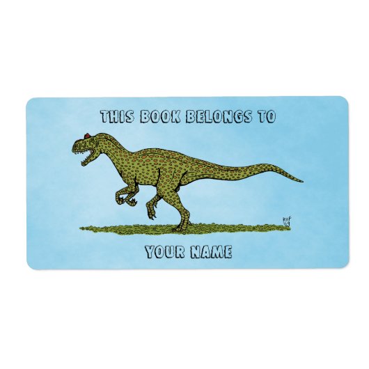ジュラシック恐竜アロサウルス蔵書票 ラベル (正面)