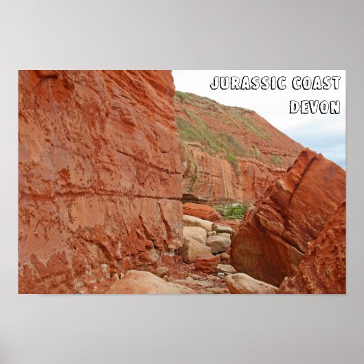 ジュラシック海岸赤い岩，デボン，イギリス ポスター (正面)