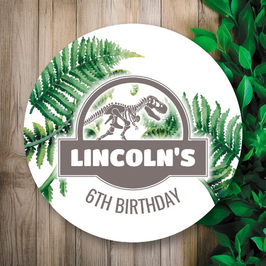 ジュラシック誕生日パーティーラウンドステッカー ラウンドシール