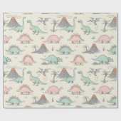 ジュラシック・ランドのかわいい串型恐竜 ラッピングペーパー (フラット)