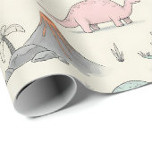 ジュラシック・ランドのかわいい串型恐竜 ラッピングペーパー (ロールコーナー)