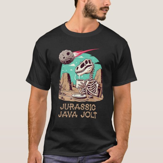 ジュラシックJava Jolt恐竜おもしろいコーヒーラバーサーケ Tシャツ (正面)