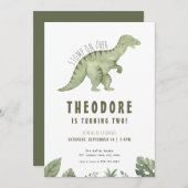 ジュラシックTレックスディノ恐竜誕生日招待状 招待状 (正面/裏面)