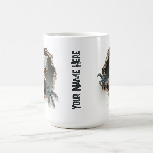 ジュラパーソナライズされたシックラプター恐竜 コーヒーマグカップ (中央)