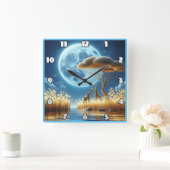 ジュラフェスは月に照らされた空の下を歩く スクエア壁時計 (ホーム)