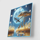 ジュラフェスは月に照らされた空の下を歩く スクエア壁時計 (傾斜)