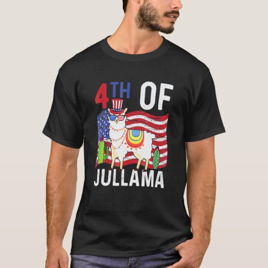 ジュラマ・リャマのサングラス 7月4日 独立記念日 Tシャツ (正面)