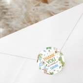 ジュラ紀かわいい恐竜の誕生日パーティー ラウンドシール