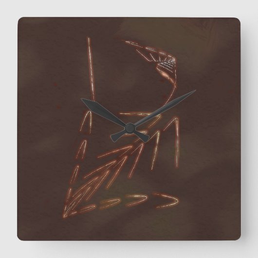 ジュラ紀の化石 スクエア壁時計 (正面)