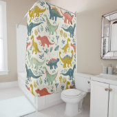 ジュラ紀の喜び:よくはしゃぐ恐竜のパターン シャワーカーテン (インサイチュ)