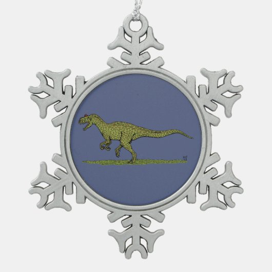 ジュラ紀の恐竜 スノーフレークピューターオーナメント (正面)