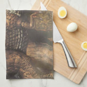 ジュラ紀の旅：自然の生息地の恐竜 キッチンタオル (四つ折り)