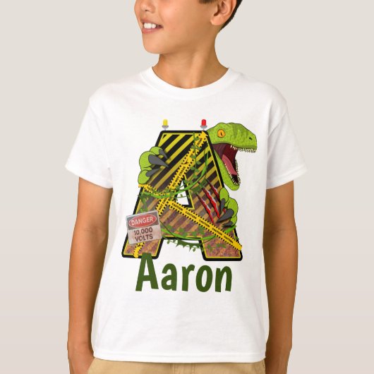 ジュラ紀アルファベット |イニシャルレター名前をカスタムする | A Tシャツ (正面)