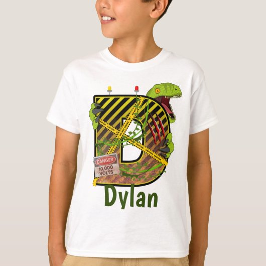 ジュラ紀アルファベット |イニシャルレター名前をカスタムする | D Tシャツ (正面)