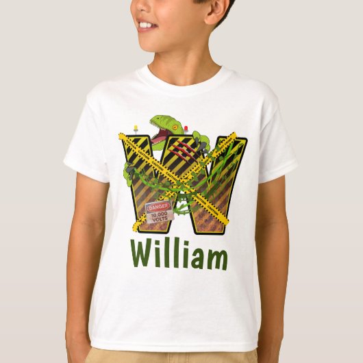 ジュラ紀アルファベット |イニシャルレター名前をカスタムする | W Tシャツ (正面)