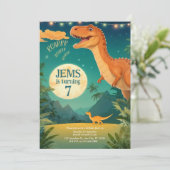 ジュラ紀ワールドの恐竜の誕生日の招待 招待状 (スタンド正面)
