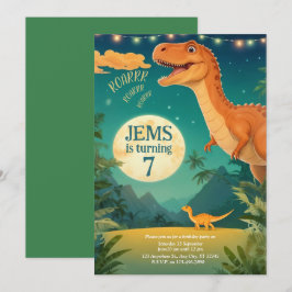 ジュラ紀ワールドの恐竜の誕生日の招待 招待状