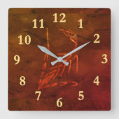 ジュラ紀化石 スクエア壁時計 (正面)