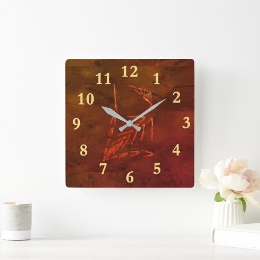 ジュラ紀化石 スクエア壁時計 (ホーム)