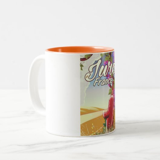 ジュラ・フランスのブドウ園の旅行ポスター ツートーンマグカップ (正面左)