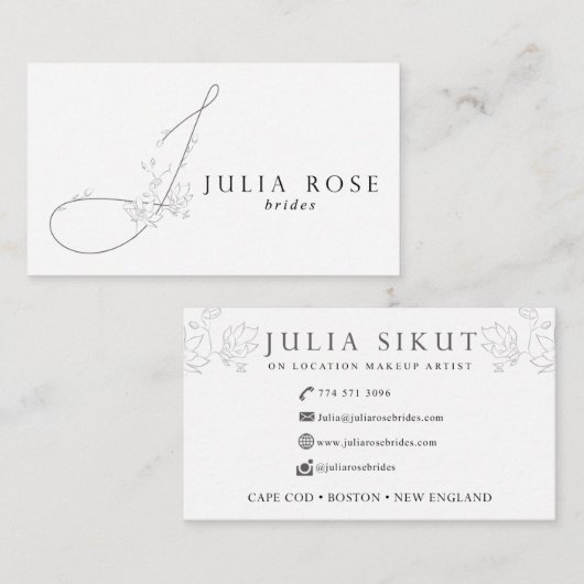 ジュリアのばら色のブライダル 名刺 (正面/裏面)