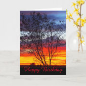 ジュリアクリークサンセットシルエット空白のバースデーカード カード (黄色い花)
