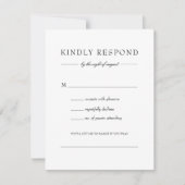 ジュリアシンプル白黒の結婚歌のリクエスト 出欠カード (正面)