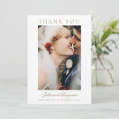 ジュリアシンプル金ゴールドスクリプト2写真結婚の サンキューカード (スタンド正面)