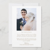 ジュリアシンプル金ゴールドスクリプト2写真結婚の サンキューカード (裏面)