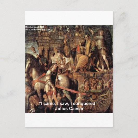 ジュリアス・シーザー「私は征服した」引用文ギフト&ティー ポストカード (正面)