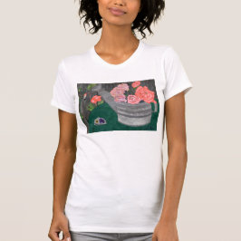 ジュリアハナ著バラそしてじょうろのワイシャツ Tシャツ