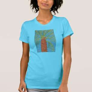 ジュリアハナ著十字によってステッチされるヤシの木 Tシャツ