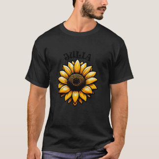 ジュリアビューティフルヒマワリデザインfor Girls Name Ju Tシャツ